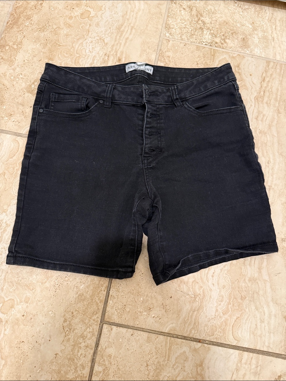 Artisan Ny Black High-Rise Denim Shorts